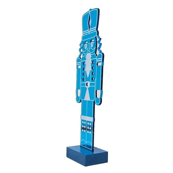 Blue Acrylic Christmas Nutcracker with Cut Outs to Shine Light Though - Picture 4 of 4